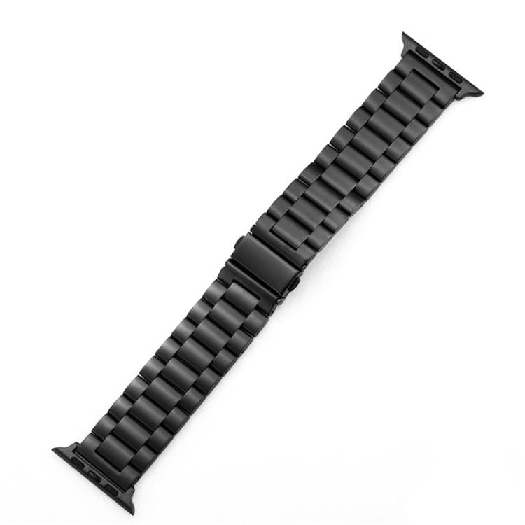 For Apple Watch 42 / 44 / 45 / 46 / 49mm xDfind Three Beads Fold Buckle Stainless Steel Watch Band(Black) by xDfind