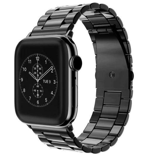 For Apple Watch 42 / 44 / 45 / 46 / 49mm xDfind Three Beads Fold Buckle Stainless Steel Watch Band(Black) by xDfind