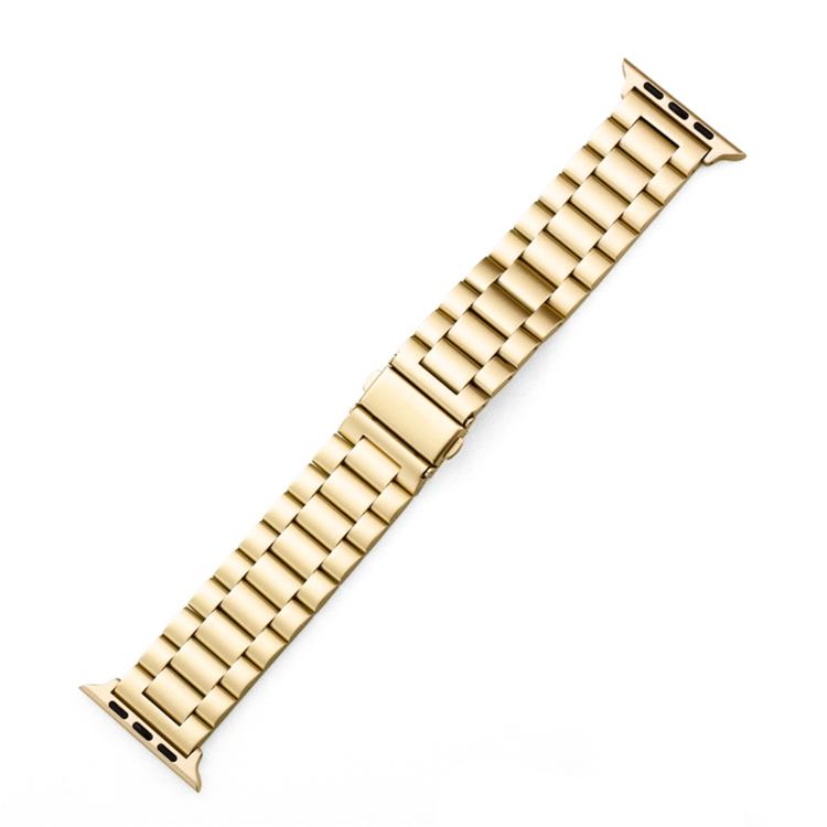 For Apple Watch 42 / 44 / 45 / 46 / 49mm xDfind Three Beads Fold Buckle Stainless Steel Watch Band(Gold) by xDfind