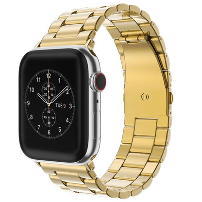 For Apple Watch 38 / 40 / 41 / S10 42mm xDfind Three Beads Fold Buckle Stainless Steel Watch Band(Gold) by xDfind
