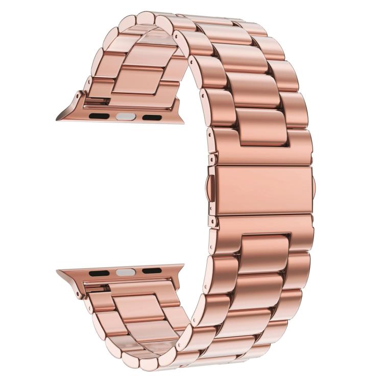 For Apple Watch 38 / 40 / 41 / S10 42mm xDfind Three Beads Fold Buckle Stainless Steel Watch Band(Rose Gold) by xDfind