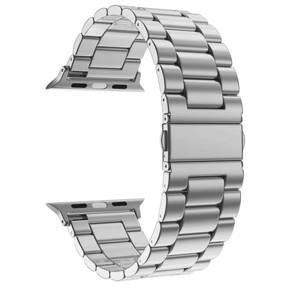 For Apple Watch 38 / 40 / 41 / S10 42mm xDfind Three Beads Fold Buckle Stainless Steel Watch Band(Silver) by xDfind