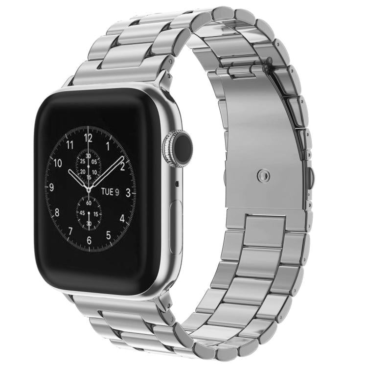 For Apple Watch 38 / 40 / 41 / S10 42mm xDfind Three Beads Fold Buckle Stainless Steel Watch Band(Silver) by xDfind