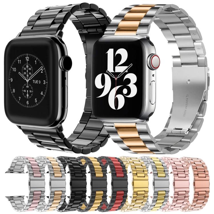 For Apple Watch 38 / 40 / 41 / S10 42mm xDfind Three Beads Fold Buckle Stainless Steel Watch Band(Gold) by xDfind