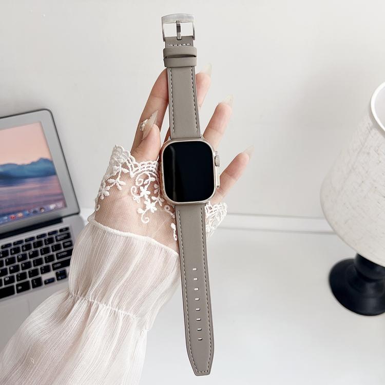 For Apple Watch 38 / 40 / 41 / S10 42mm xDfind Black Shark Fine Grain Leather Watch Band(Grey) by xDfind