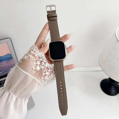 For Apple Watch 38 / 40 / 41 / S10 42mm xDfind Black Shark Fine Grain Leather Watch Band(Earthy Brown) by xDfind