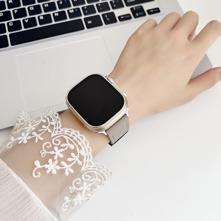 For Apple Watch 38 / 40 / 41 / S10 42mm xDfind Black Shark Fine Grain Leather Watch Band(Grey) by xDfind