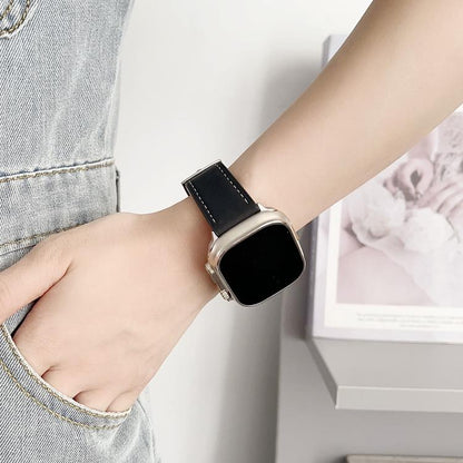 For Apple Watch 38 / 40 / 41 / S10 42mm xDfind Black Shark Fine Grain Leather Watch Band(Black) by xDfind