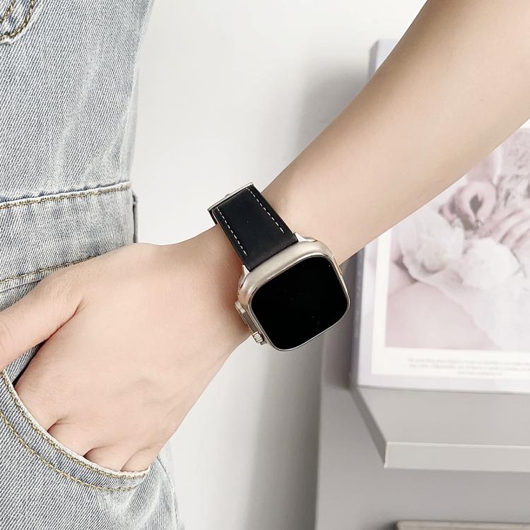 For Apple Watch 38 / 40 / 41 / S10 42mm xDfind Black Shark Fine Grain Leather Watch Band(Grey) by xDfind