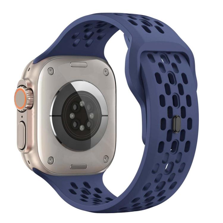 For Apple Watch 46mm / 49mm / 45mm / 44mm xDfind Mesh Reverse Buckle Silicone Watch Band(Navy Blue) by xDfind