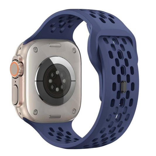 For Apple Watch 46mm / 49mm / 45mm / 44mm xDfind Mesh Reverse Buckle Silicone Watch Band(Navy Blue) by xDfind