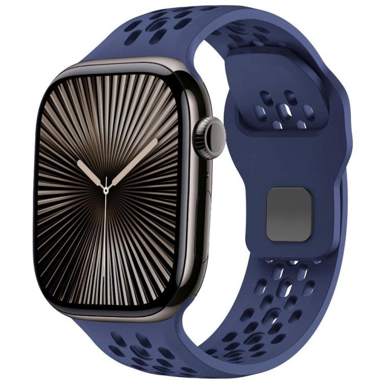 For Apple Watch 46mm / 49mm / 45mm / 44mm xDfind Mesh Reverse Buckle Silicone Watch Band(Navy Blue) by xDfind