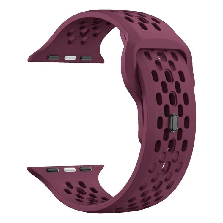 For Apple Watch 46mm / 49mm / 45mm / 44mm xDfind Mesh Reverse Buckle Silicone Watch Band(Wine Red) by xDfind