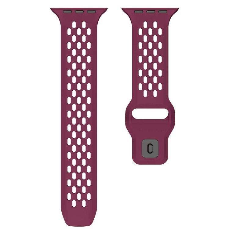 For Apple Watch 46mm / 49mm / 45mm / 44mm xDfind Mesh Reverse Buckle Silicone Watch Band(Wine Red) by xDfind
