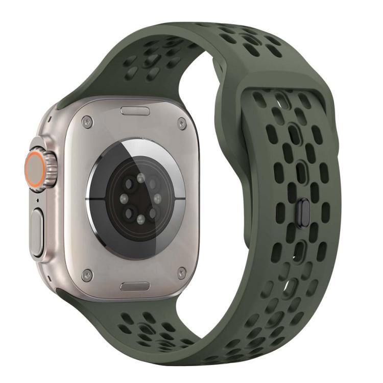 For Apple Watch 42mm / 41mm / 40mm / 38mm xDfind Mesh Reverse Buckle Silicone Watch Band(Olive Green) by xDfind