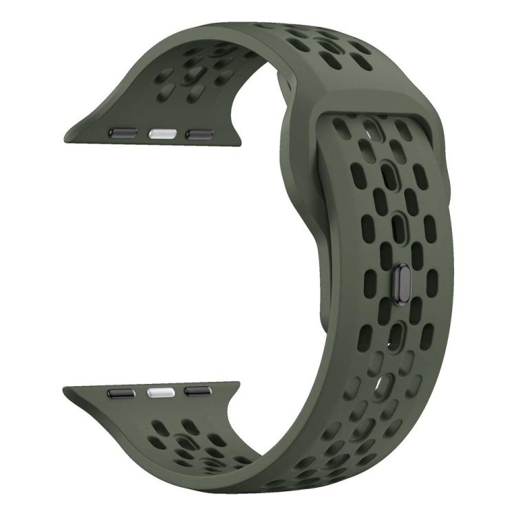 For Apple Watch 42mm / 41mm / 40mm / 38mm xDfind Mesh Reverse Buckle Silicone Watch Band(Olive Green) by xDfind