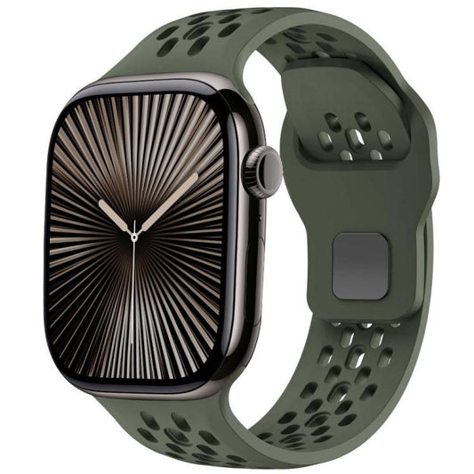 For Apple Watch 42mm / 41mm / 40mm / 38mm xDfind Mesh Reverse Buckle Silicone Watch Band(Olive Green) by xDfind