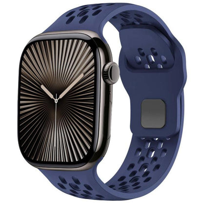 For Apple Watch 42mm / 41mm / 40mm / 38mm xDfind Mesh Reverse Buckle Silicone Watch Band(Navy Blue) by xDfind