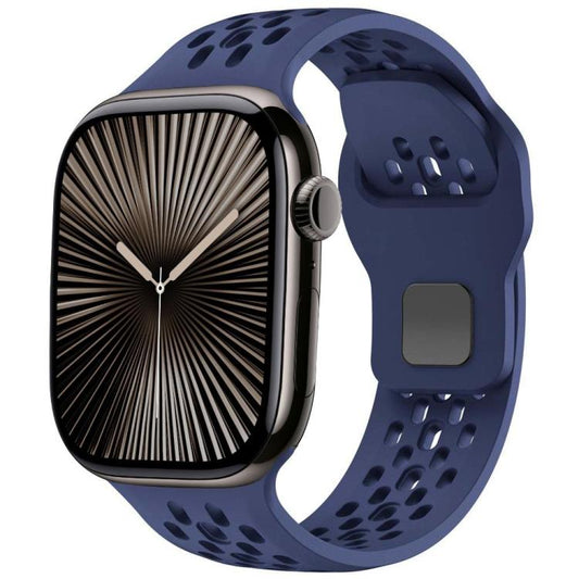 For Apple Watch 42mm / 41mm / 40mm / 38mm xDfind Mesh Reverse Buckle Silicone Watch Band(Navy Blue) by xDfind