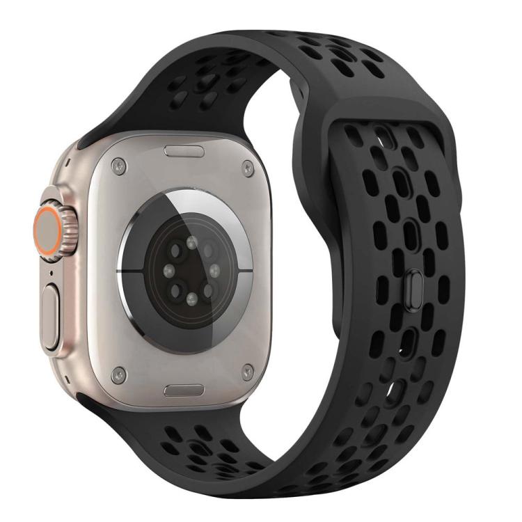 For Apple Watch 42mm / 41mm / 40mm / 38mm xDfind Mesh Reverse Buckle Silicone Watch Band(Black) by xDfind