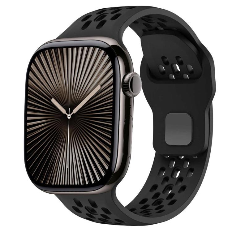 For Apple Watch 42mm / 41mm / 40mm / 38mm xDfind Mesh Reverse Buckle Silicone Watch Band(Black) by xDfind