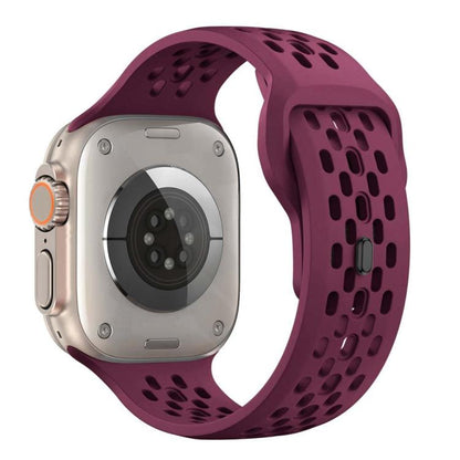 For Apple Watch 42mm / 41mm / 40mm / 38mm xDfind Mesh Reverse Buckle Silicone Watch Band(Wine Red) by xDfind