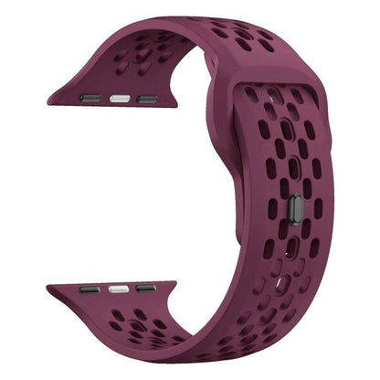 For Apple Watch 42mm / 41mm / 40mm / 38mm xDfind Mesh Reverse Buckle Silicone Watch Band(Wine Red) by xDfind