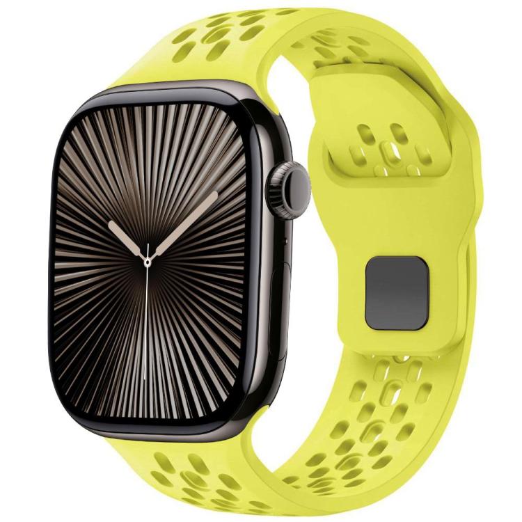 For Apple Watch 42mm / 41mm / 40mm / 38mm xDfind Mesh Reverse Buckle Silicone Watch Band(Lime) by xDfind