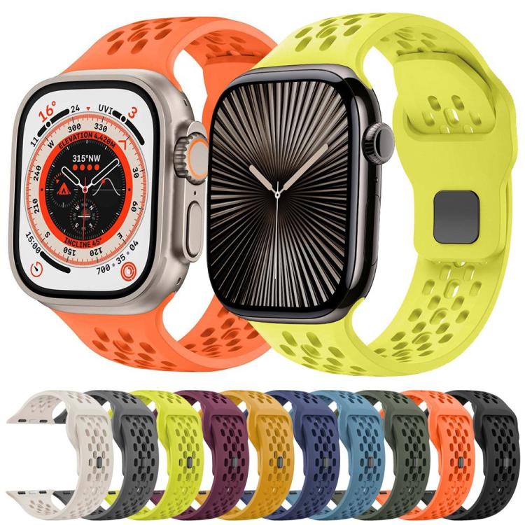 For Apple Watch 46mm / 49mm / 45mm / 44mm xDfind Mesh Reverse Buckle Silicone Watch Band(Lime) by xDfind