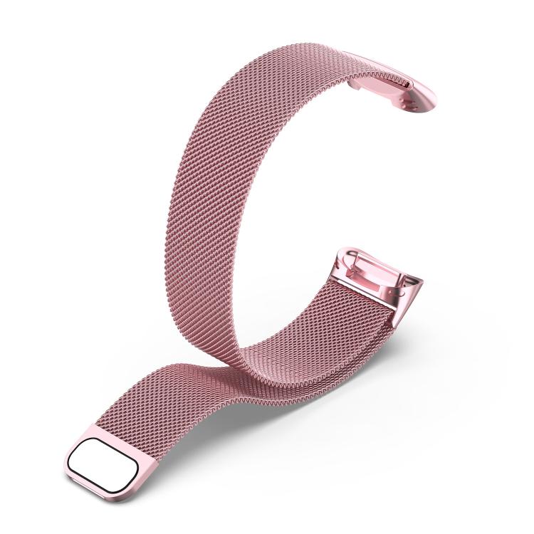 For Fitbit Charge 6 / 5 xDfind Milanese Magnetic Metal Watch Band, Size:S(Rose Pink) by xDfind