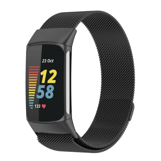 For Fitbit Charge 6 / 5 xDfind Milanese Magnetic Metal Watch Band, Size:L(Black) by xDfind