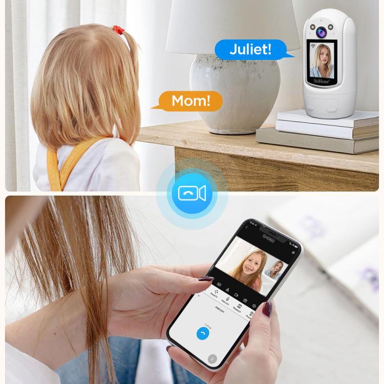 SriHome SH060 2MP 2.4 inch IPS Screen Smart IP Camera Supports Two-way Video Voice Call(EU Plug) by SriHome