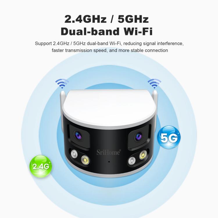 SriHome SH070 4MP Binocular Stitching Ultra-wide Angle Waterproof Camera Supports Full-color Night Vision(AU Plug) by SriHome