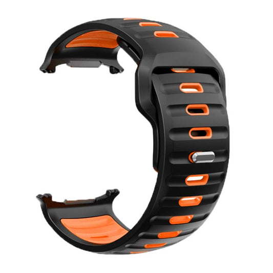 For Samsung Galaxy Watch Ultra 47mm / Ultra 2025 Striped Two Color Silicone Watch Band(Black Orange) by bashfashion