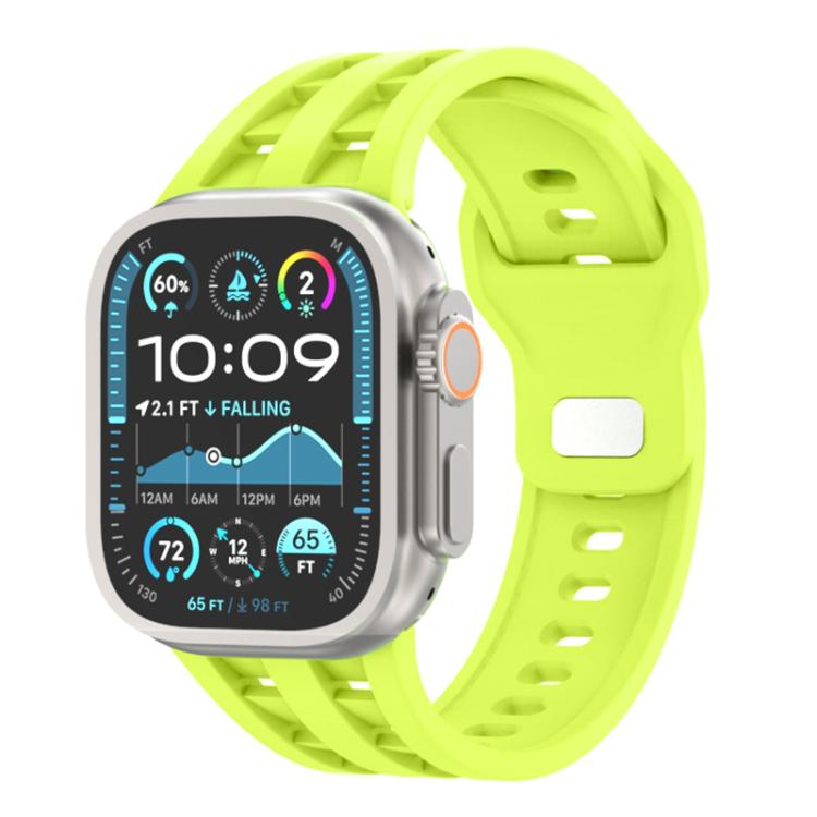 For Apple Watch 46mm / 49mm / 45mm / 44mm Dual-row Breathable Silicone Watch Band(Fluorescent Green) by bashfashion