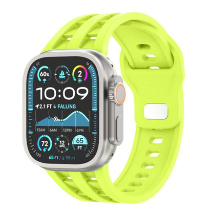 For Apple Watch 46mm / 49mm / 45mm / 44mm Dual-row Breathable Silicone Watch Band(Fluorescent Green) by bashfashion