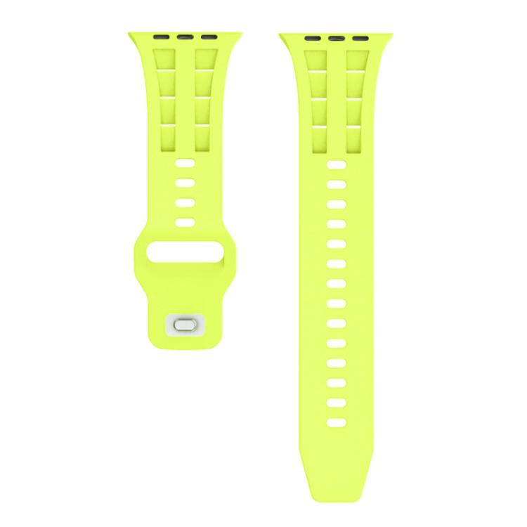 For Apple Watch 46mm / 49mm / 45mm / 44mm Dual-row Breathable Silicone Watch Band(Fluorescent Green) by bashfashion