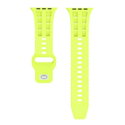 For Apple Watch 46mm / 49mm / 45mm / 44mm Dual-row Breathable Silicone Watch Band(Fluorescent Green) by bashfashion