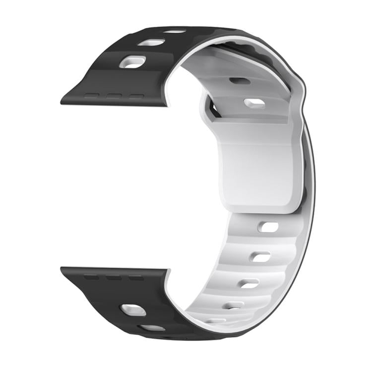 For Apple Watch 46mm / 49mm / 45mm / 44mm Dual-Color Mecha Armor Silicone Watch Band(Whtie Black) by bashfashion