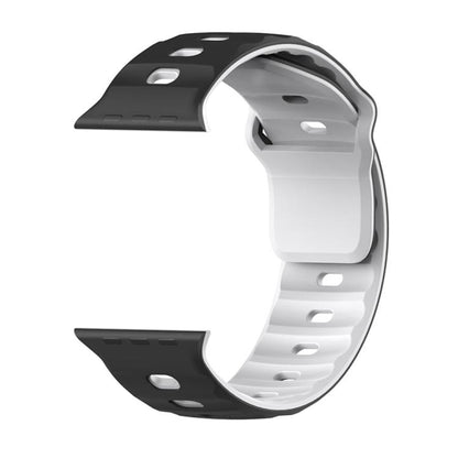 For Apple Watch 46mm / 49mm / 45mm / 44mm Dual-Color Mecha Armor Silicone Watch Band(Whtie Black) by bashfashion