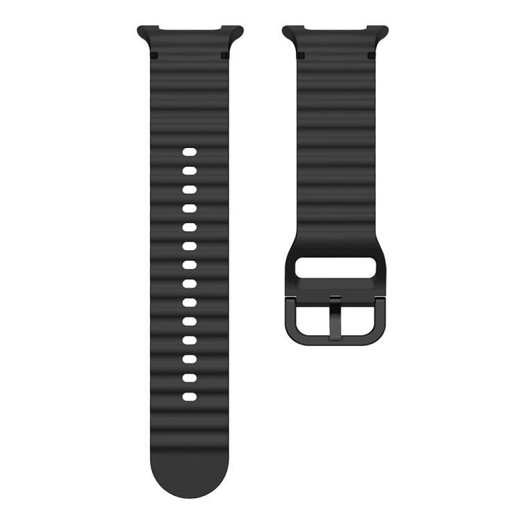 For Samsung Galaxy Watch8 Classic 46mm / Watch8 44mm / 40mm xDfind Wavy Grain Stitched Silicone Watch Band, Size:L(Black) by xDfind