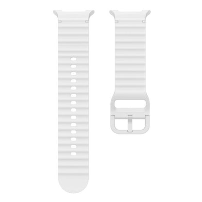 For Samsung Galaxy Watch8 Classic 46mm / Watch8 44mm / 40mm xDfind Wavy Grain Stitched Silicone Watch Band, Size:L(White) by xDfind