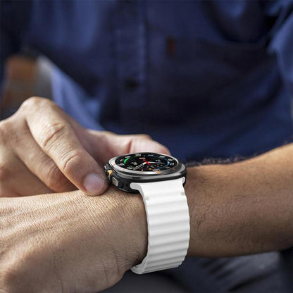 For Samsung Galaxy Watch8 Classic 46mm / Watch8 44mm / 40mm xDfind Wavy Grain Stitched Silicone Watch Band, Size:L(White) by xDfind