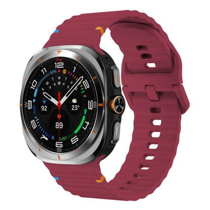 For Samsung Galaxy Watch8 Classic 46mm / Watch8 44mm / 40mm xDfind Wavy Grain Stitched Silicone Watch Band, Size:L(Wine Red) by xDfind