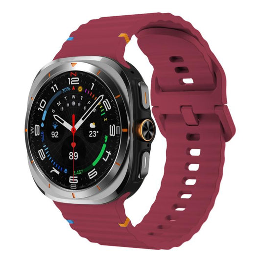 For Samsung Galaxy Watch8 Classic 46mm / Watch8 44mm / 40mm xDfind Wavy Grain Stitched Silicone Watch Band, Size:L(Wine Red) by xDfind