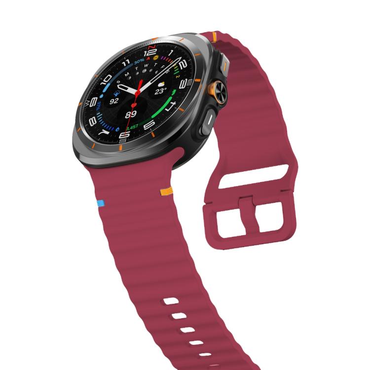 For Samsung Galaxy Watch8 Classic 46mm / Watch8 44mm / 40mm xDfind Wavy Grain Stitched Silicone Watch Band, Size:L(Wine Red) by xDfind
