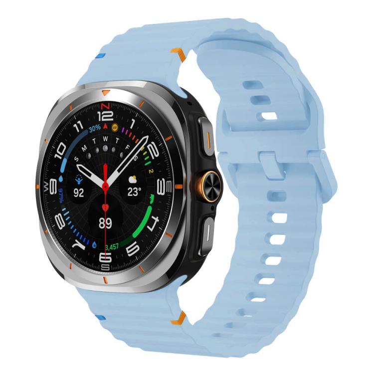 For Samsung Galaxy Watch8 Classic 46mm / Watch8 44mm / 40mm xDfind Wavy Grain Stitched Silicone Watch Band, Size:L(Light Blue) by xDfind