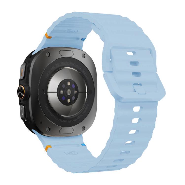 For Samsung Galaxy Watch8 Classic 46mm / Watch8 44mm / 40mm xDfind Wavy Grain Stitched Silicone Watch Band, Size:L(Light Blue) by xDfind