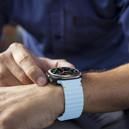 For Samsung Galaxy Watch8 Classic 46mm / Watch8 44mm / 40mm xDfind Wavy Grain Stitched Silicone Watch Band, Size:L(Light Blue) by xDfind