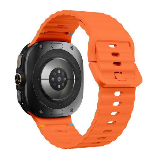 For Samsung Galaxy Watch8 Classic 46mm / Watch8 44mm / 40mm xDfind Wavy Grain Stitched Silicone Watch Band, Size:L(Orange) by xDfind